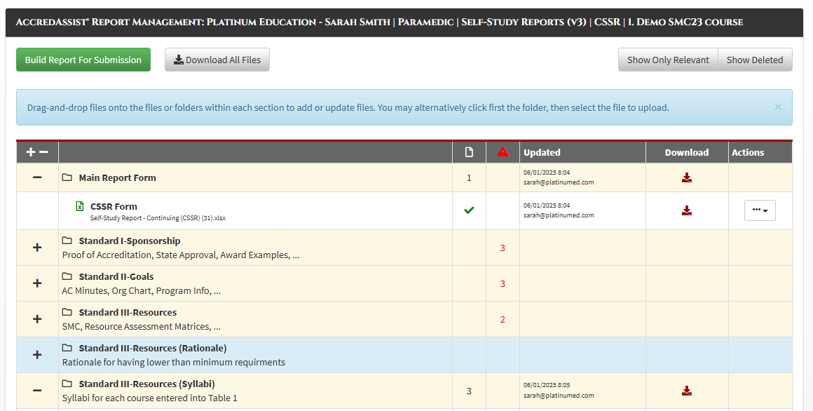 AccredAssist® Report manage files